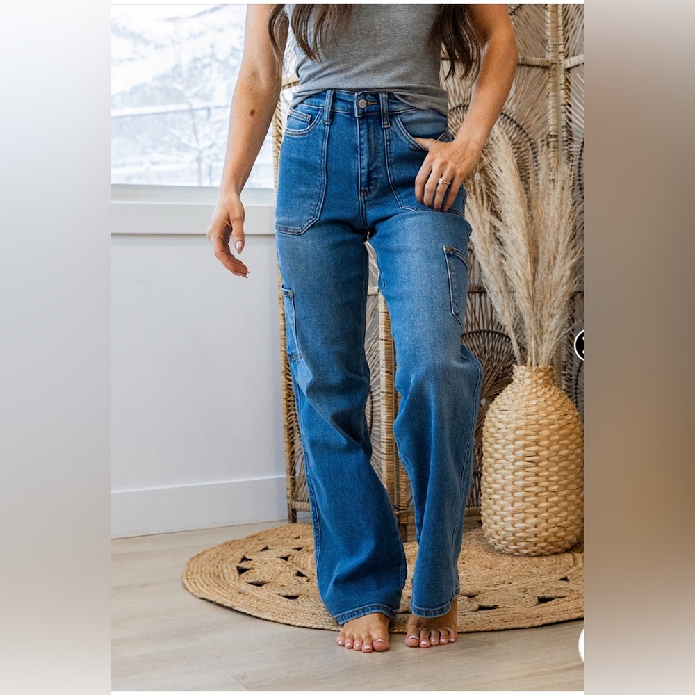 JUDY BLUE 90'S CARGO STRAIGHT JEANS  9/29 NWT